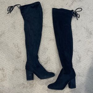 Thigh High Black Heeled Boots